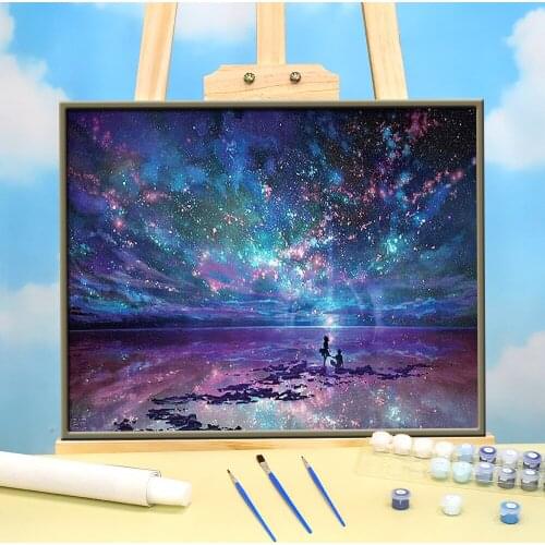 Tree Landscape Painting By Numbers Kit Acrylic Paints 50*70 Canvas Pictures Loft Picture For Kids Wholesale Art
