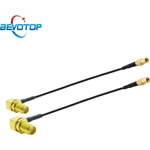 2PCS MMCX Female to RP-SMA / SMA Female Right Angle RF1.37 Pigtail RF Coaxial Extension Cable Cord FPV Antenna Adapter Jumper