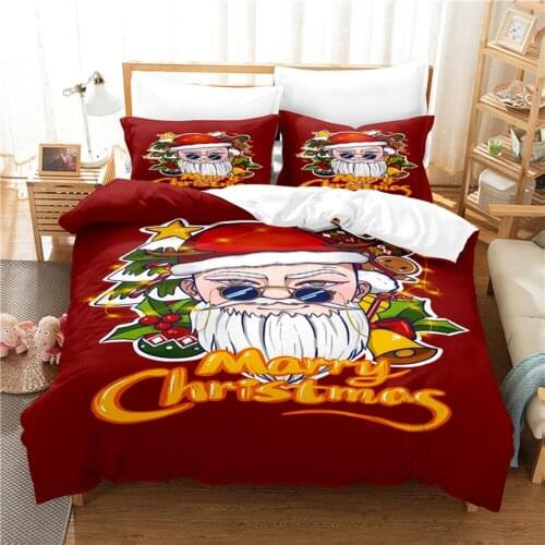 Santa Claus Bedding Set Merry Christmas Cartoon 3d Duvet Cover Sets Comforter Bed Linen Queen King Single Size Fashion Luxury