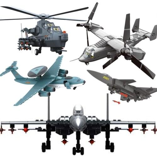Modern War Military Gunship Fighter Sets Model Building Blocks Jets Child Kids Toys Brick