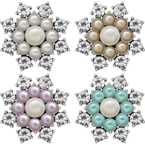 KZ3409 Beauty elegant Crystal beads Flower 18MM snap buttons fit 18mm snap bracelet snap jewelry wholesale Gift