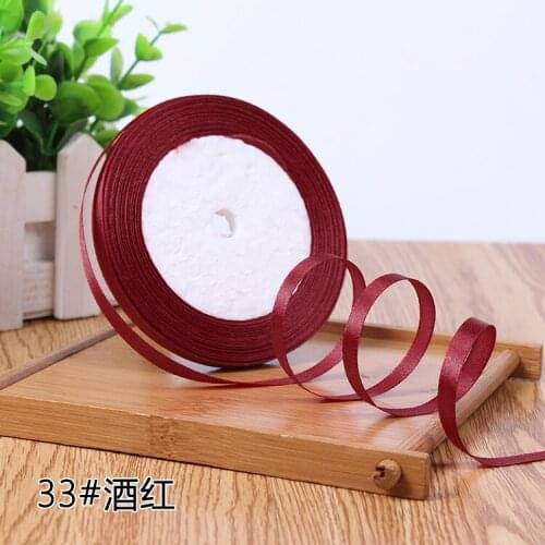 6mm (22 meters) Burgundy Silk Satin Ribbon Wedding Party Decoration Invitation Card Gift Wrapping Scrapbooking Supplies Riband