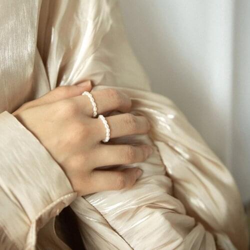 Minimalist Natural Freshwater Pearl Rings for Women Charm Irregular Multi Beaded Adjustable Elastic Ring Simple Jewelry 2021 New