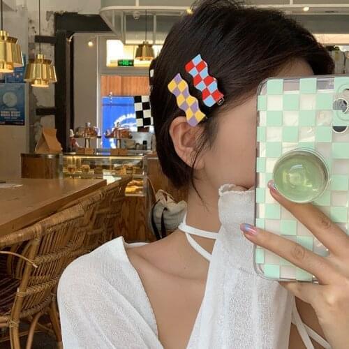 Fashion Acrylic Hair Clips Set Sweet Colorful Wave Grid Hair Barrettes For Women Girls Korean Geometric Hair Accessories Jewelry
