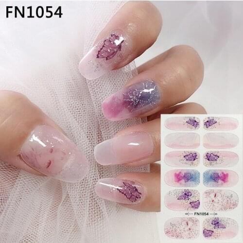 14tips Glitter Matte Butterfly Series Nail Sticker Sequins Nail Art Stickers Manicure DIY Nail Polish Strips Nails Wraps Korea