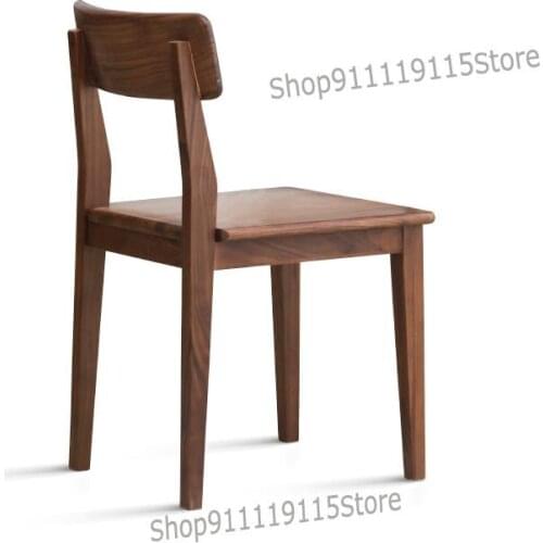 Solid Wood Dining Chair Modern Simple Family Armchair Nordic Light Luxury Desk Chair Black Walnut Chair