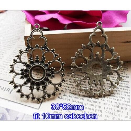 Pendant Tray Antique Bronze Cameo Base Settings Bezel Blanks Match 10mm Cabochon Lot of 20 pcs