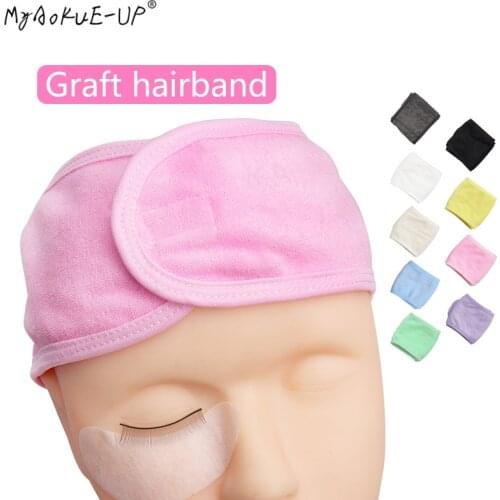 Makeup Hairband Eyelashes Extension Spa Facial Headband Makeup Wrap Head Terry Cloth Headband Stretch Towel with Magic Tape