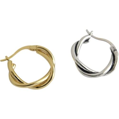 925 Sterling Silver Earrings For Women Weaving Twist Female Gold Color Small Circle Hoop Fine Jewelry Brinco Gift New Arrival