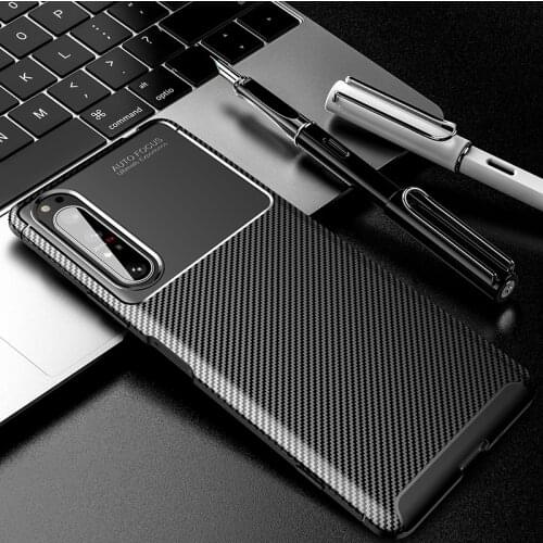 Silicone Protective Phone Case For Sony Xperia 5 II Carbon Fiber Soft TPU Cover Case For Sony Xperia 10 II 1 II Xperia 5 10 Plus