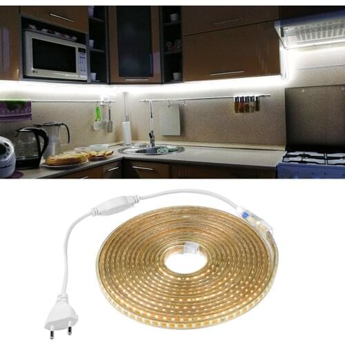 High Lumen LED Strip lamp Dimmable LED light 220V Waterproof Diode Tape 1m-25m With Dimmer For Kitchen Closet Backlight lighting