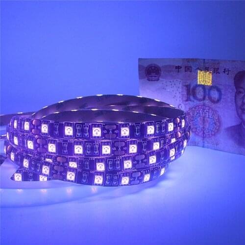 UV LED Strip Light 5050 Black Light Ultraviolet Purple Lamp Non Waterproof IP20 IP65 60led/m 0.5m 1m 2m 3m 4m 5m White/Black PCB