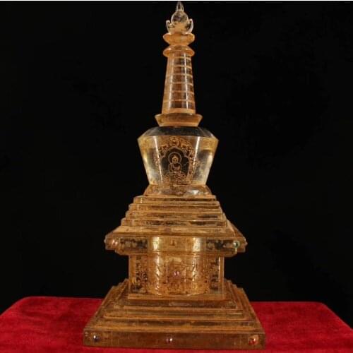 Traditional Old tibetan crystal handmade carving buddhism Relic buddha tower/Buddhist temple decoration tower