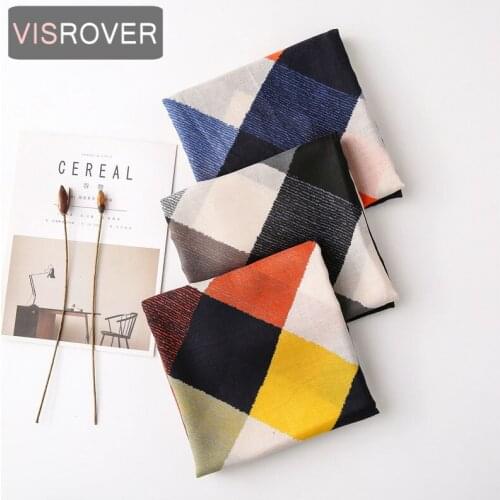 VISROVER 2020 black checked printing viscose summer scarf woman Fashion yellow foulard Spring Shawls Hijab gift wholesales