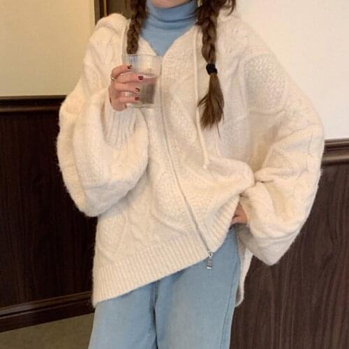 Knitted Cardigans Women Harajuku Brown Sweater Autumn Winter 2021 Korean Tops Casual Vintage Warm Coat