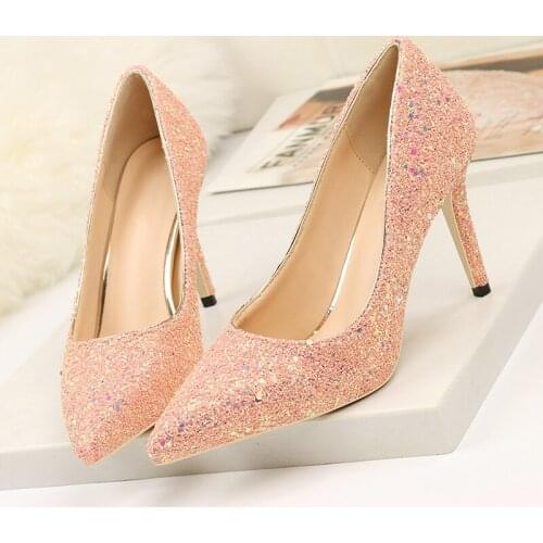 2020 summer/autumn new fashion high heel fantasy women shoes pointed thin heel elegant female pumps luxury shiny beads girl shoe