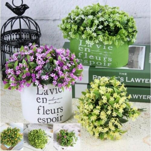 1 Bouquet Decorative Mini Green Grass Flowers Bonsai Miniascape Potted Arranging Accessories Simulation Plant Artificial flowers