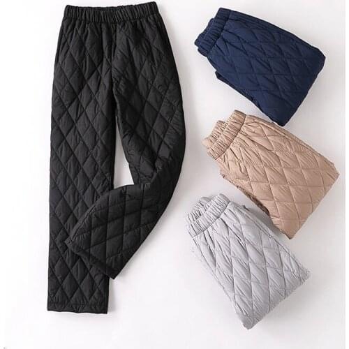 2021 Women Autumn Winter Warm Thick Cotton Pants Lady Casual Loose Padded Wide Leg Pant Female Solid Elastic Waist Trousers K569