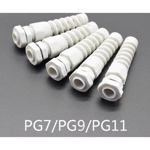 5pcs PG7/PG9/PG11 IP68 Waterproof M12 Cable Gland Connector Plastic Flex Spiral Strain Relief Protector For 3.5-6mm Wire Thread