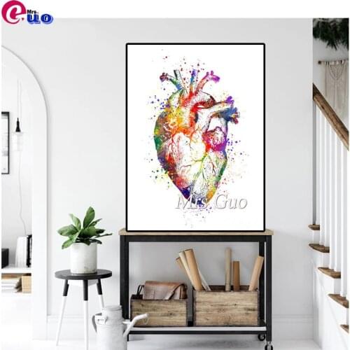 5d Diamond Painting New Arrivals Heart Anatomy Art Colorful Watercolor Art Medical Decor Embroidery Full Display Handmade Gift