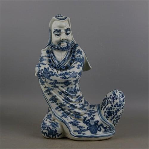 Antique QingDynasty porcelain staute,blue & white sculpture #2,Hand-painted crafts,Decoration,Collection&Adornment,Free shipping