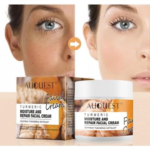 AUQUEST 50ml Turmeric Facial Cream Natural Anti-Wrinkle Remover Anti-aging Acne Moisturize Freckles Face Cream Face Care TSLM2