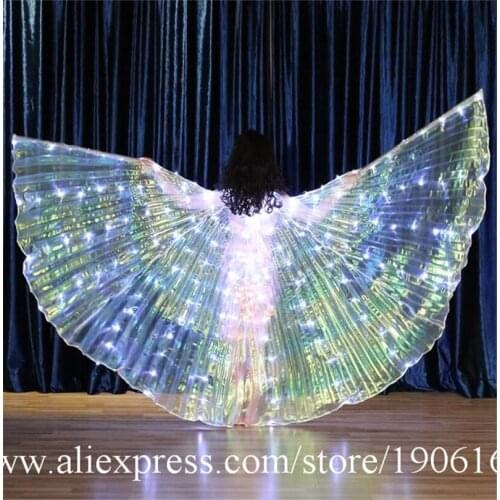 White LED Light Up Children Wings Led Luminous Belly Dance Wing Cloak Illuminated Stage Performance Props Childrens Day Gift