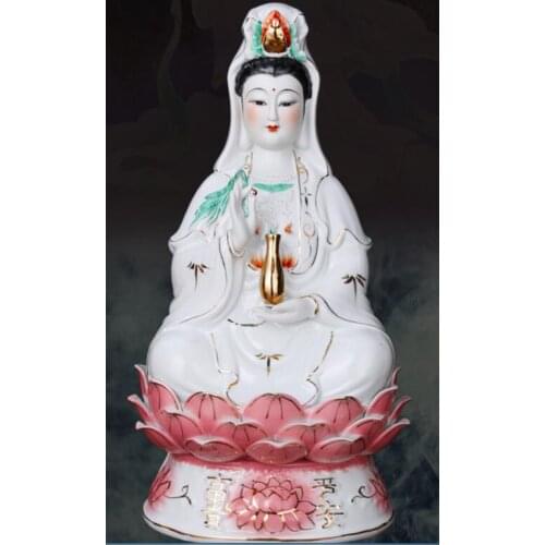 Crafts home decoration accessories decor Post ceramic 24 inch color color [vertical willow bottle, Guanyin Buddha statue], jade