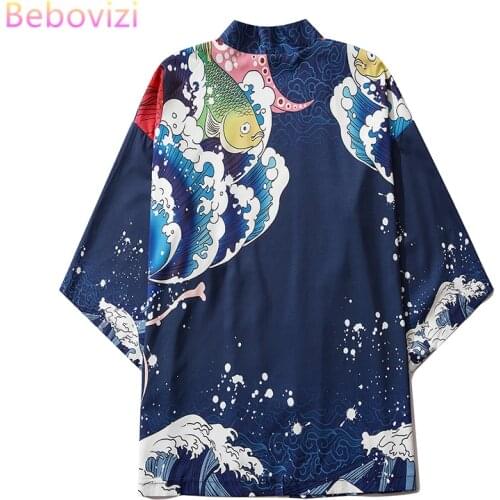 M-XXL Fashion Carp Ukiyo-e Summer Loose Japanese Streetwear Cardigan Women Men Harajuku Haori Kimono Cosplay Blouse Top Yukata