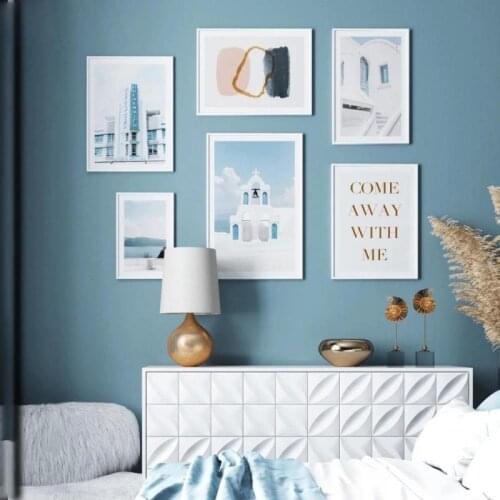 Canvas Painting Decor Poster Greece Aegean Sea Santorini Pictures Nodic Wall Art Home Decoration Landscape Travel Poster