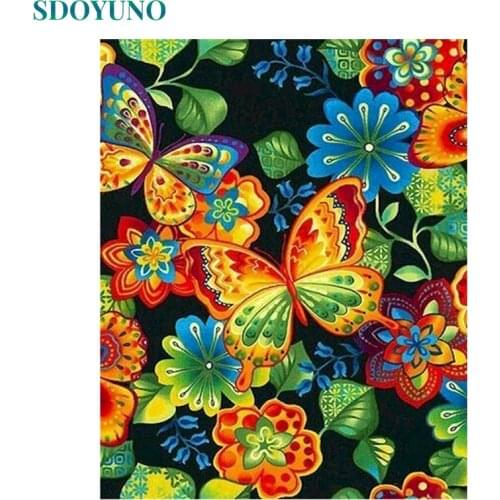 SDOYUNO 60x75cm Pictures By Numbers DIY Painting By Numbers Kits Butterfly Frame Digital Painting Drawing By Number On Canvas
