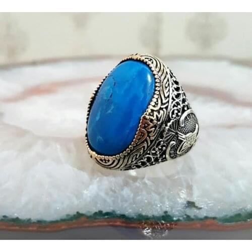 925 sterling Silver Turquoise Stone Men 'S Ring