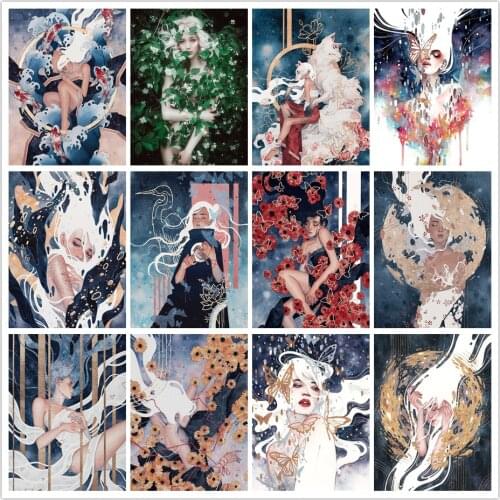 Beauty Female Sexy Anime Figure Poster Traditional Modern Style Canvas Painting Nordic Wall Art Pictures for Bedroom Home Decor