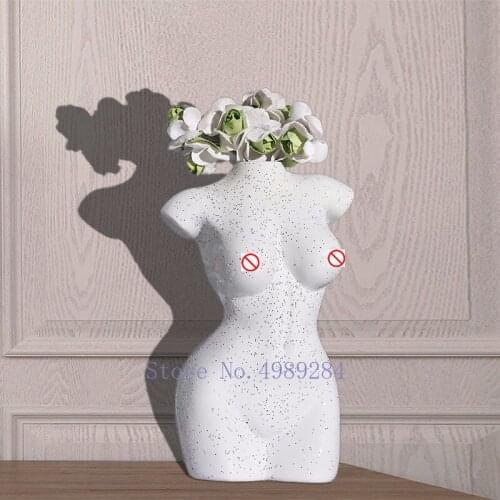 Creativity Resin Vase Sculpture Nude Woman Handicraft Furnishings Handmade Modern Home Flower Arrangement Flower Vase