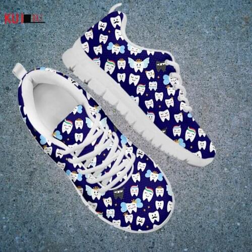 KUILIU Cute Tooth Cartoon Shoes Women Platform Casual Outdoor Footwear Brand Designer Sneakers Comfortable Mesh Dropshipping