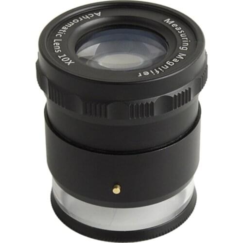 H7JB 10X Loupe Magnifier Multi-Functional Portable LED Scale Jeweler Loupe with 8 LED Light Reticle Scale Magnifying