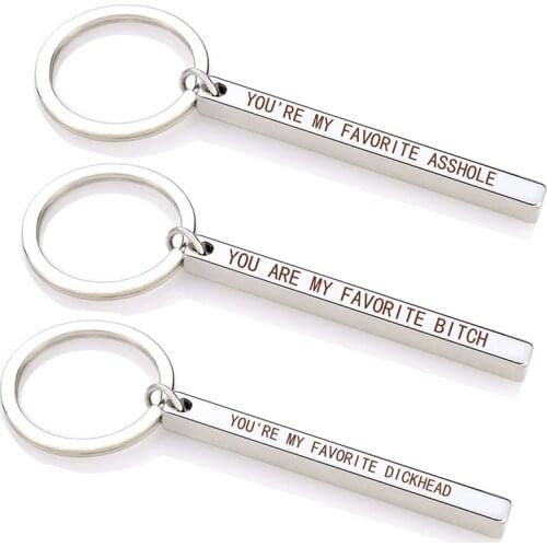 You Are My Favorite Love Letters Engraved Keychain Pendant Metal Key Ring Couples Keychains