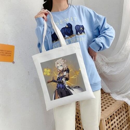 Genshin Impact Anime Fashion Canvas Bag Classic Handbag Vintage Shoulder Bag Harajuku Gothic Shopper Large Capacity Womens Bags