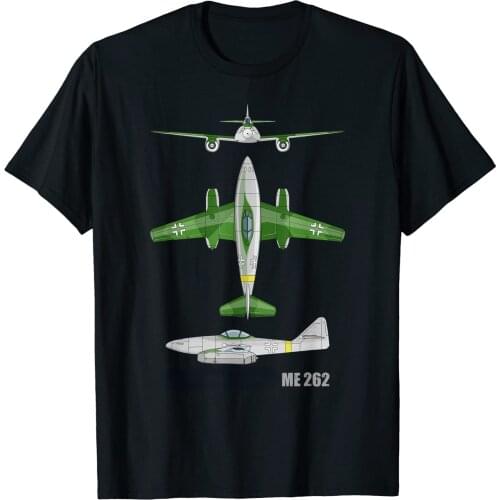 Me-262 German WW2 Jet Fighter Plane Diagram Men T-Shirt Short Casual 100% COTTON O-Neck Men Clothing