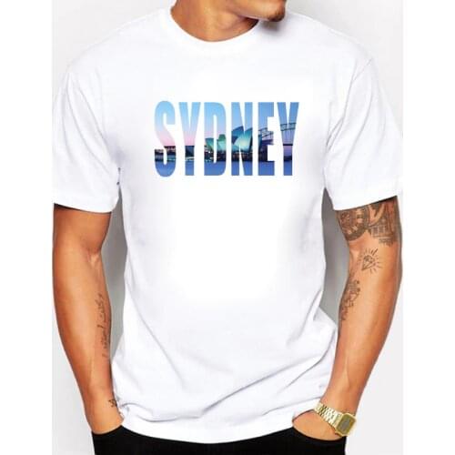 BLWHSA Discount new fashion summer men t shirt Sydney printed o-neck cotton comfortable t-shirt Casual homme Short sleeve tshirt