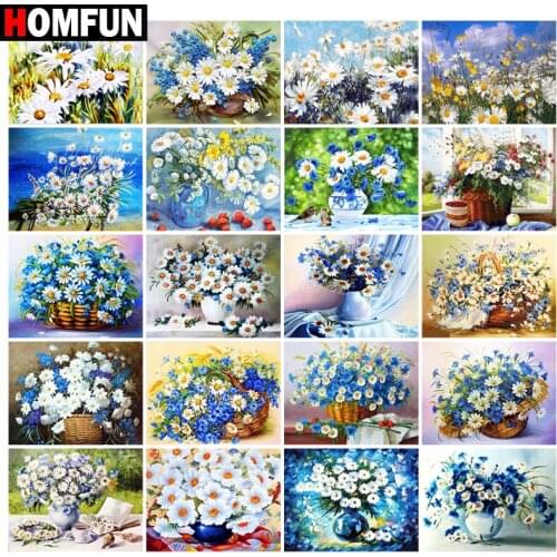 HOMFUN Full Square/Round Drill 5D DIY Diamond Painting "Flower landscape vase" 3D Embroidery Cross Stitch 5D Home Decor Gift