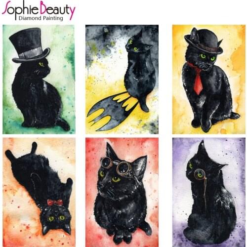 Diy Diamond Painting Cross Stitch Crystal Square Diamond Drawing unfinished Beauty Black Cats Diamond Embroidery Mosaic Kit
