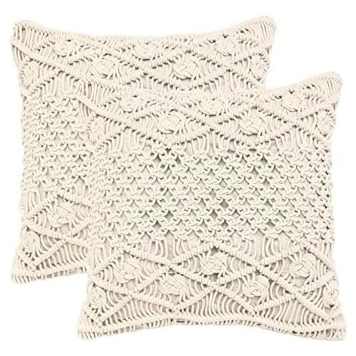 New Cushion Covers 100% Cotton Linen Macrame HandWoven Thread Pillow Covers Geometry Bohemia Style Pillowcase Home Decor 45*45cm