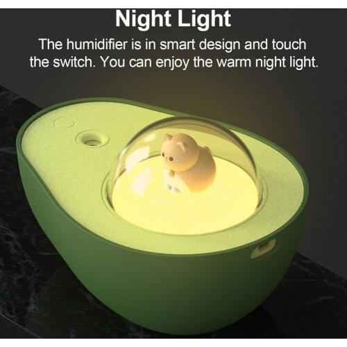 Portable Humidificador USB Wireless Avocado Aroma Diffuser 1200mAh Battery Powered Air Humidifier With Atmosphere Lamp For Home