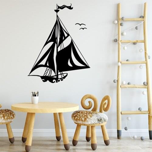 Drop Shipping Sailboat Wall Sticker Pvc Removable house Decoration Accessories For Living Room Background Wall Art Decal