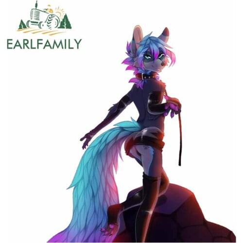 EARLFAMILY 13cm x 11.3cm for Fox Furry Car Stickers Refrigerator Air Conditioner Decal Bumper Waterproof Window JDM Assessoires