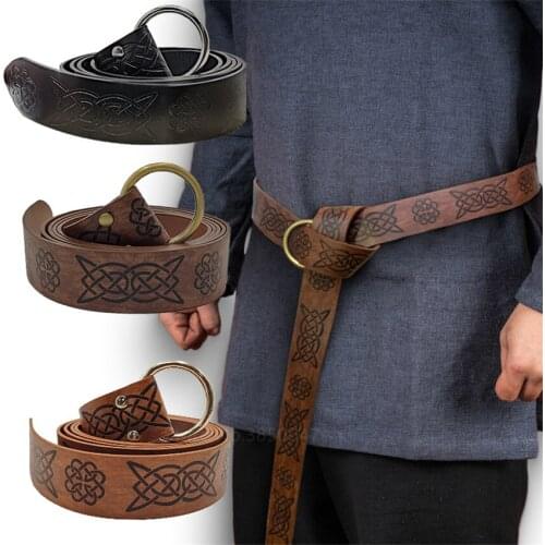 New Medieval Warriors Waist Ring Retro Celtic Knight Embossed Stage Tools Belt Cosplay Clothing Adult Pants Belt for Fashion Men