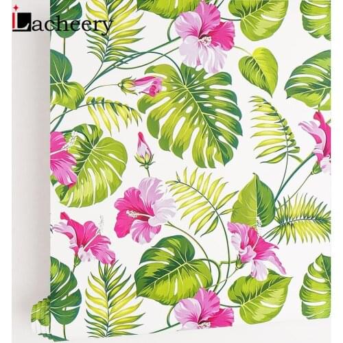 Country Style Flowers Wallpaper Self Adhesive Cabinet Wall Sticker Waterproof Living Room Wall Decoration Floral Contact Paper