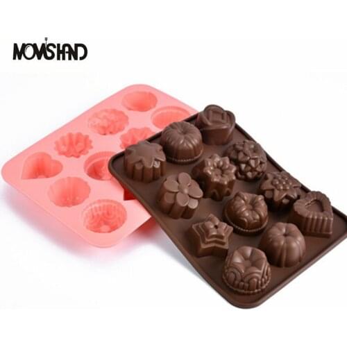 Silicone Muffin Tray Candy Cupcake Jelly Mold 12 Flowers Bakeware Chocolate Mold Baking Pan