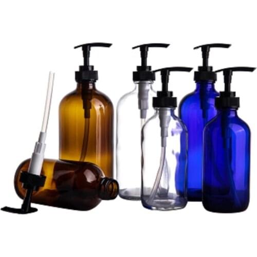 Glass Cosmetic Containers Bottles 240ml Brown Shampoo Bottle Refillable Traveling Shower Gel Bottle Emulsion Lotion Pump Vial